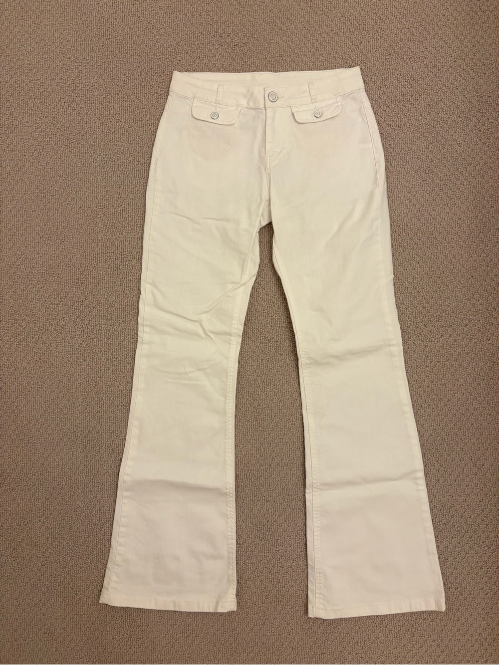 Cream Flared Cotton Pants